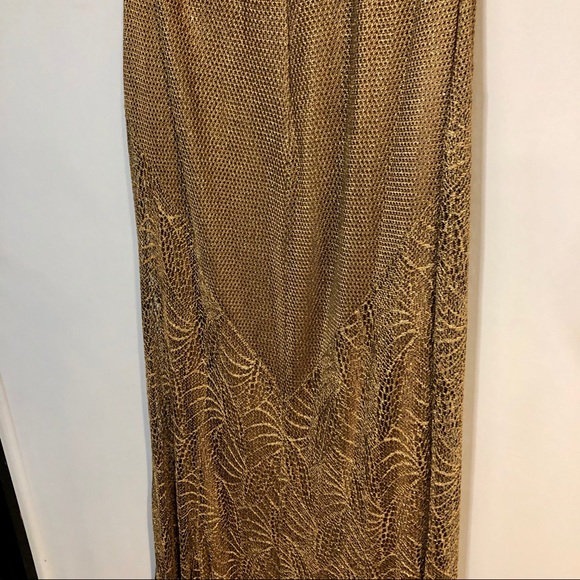 Joesph Ribkoff Gold Metallic Long Lace Dress - Picture 8 of 13